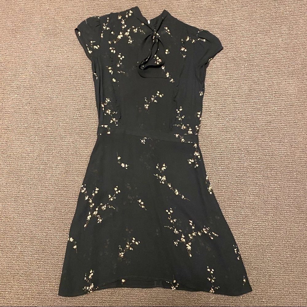 Reformation black floral mini dress